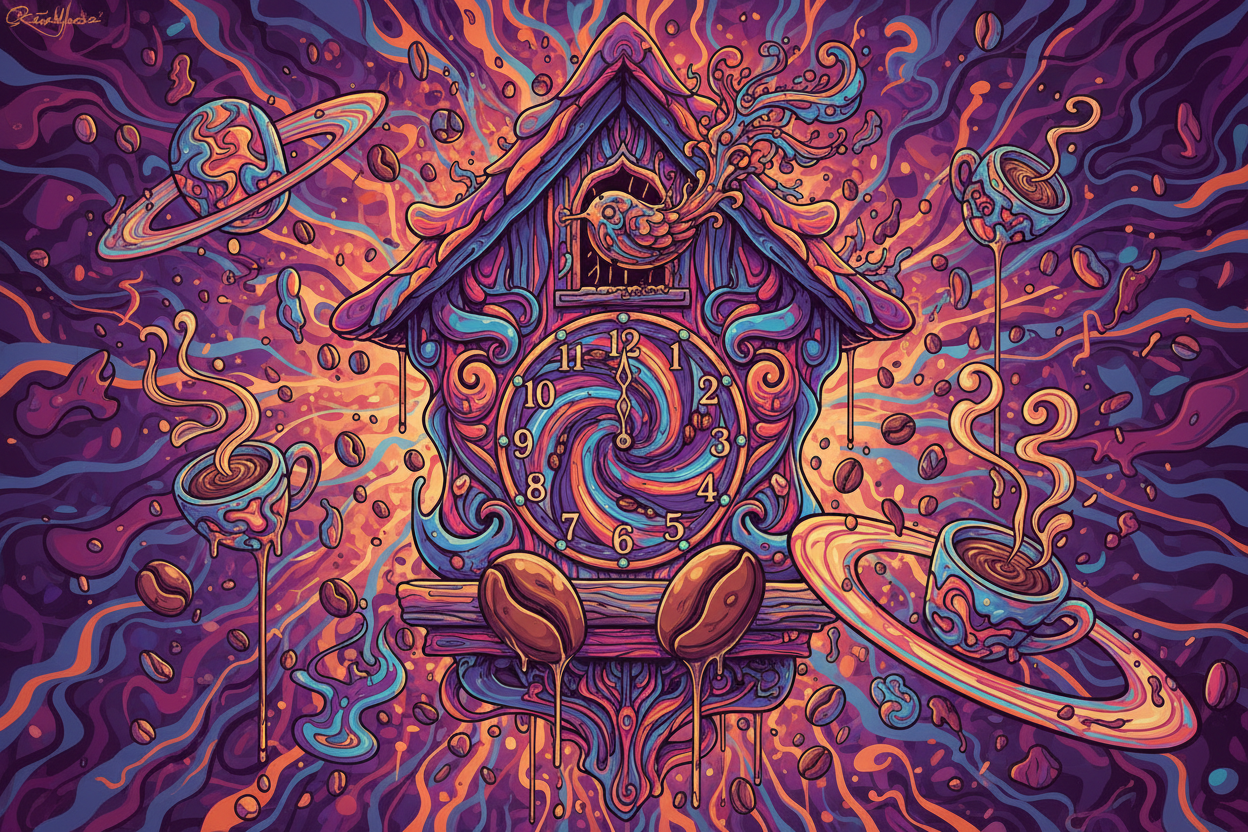 trippy cuckoo clock coffee